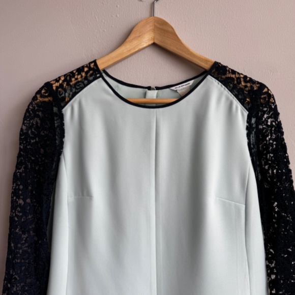 CLUB MONACO Long Sleeve Mint & Navy Mini Dress - Size 8 - Picture 2 of 6